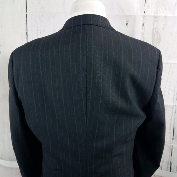 Austin Reed Regent Street Dillard's 40R Dark Gray Striped 2pc Suit 32x31 Pleated - Picture 6 of 15
